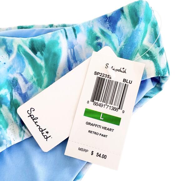 Splendid Graffiti Heart Retro Swim Bikini Bottoms in Blue, Large - Picture 8 of 14
